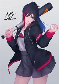 Image result for Anime Girl Holding Baseball Bat Drawing