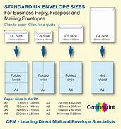 Image result for Packaging Envelope Sizes