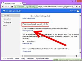 Image result for How to Change Password MSN Email