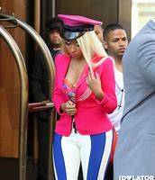 Image result for Nicki Minaj in Pink Shirt and Blue Jeans