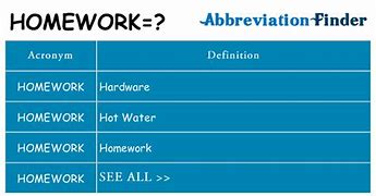 Image result for What Does Homework Stand For