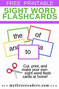 Image result for Word Cards Sight Words