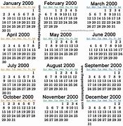 Image result for Year 2000 Calendar