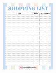 Image result for Free Printable to Buy List