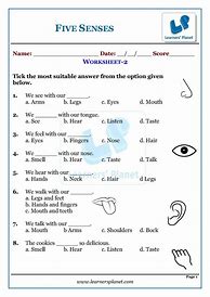 Image result for Five Senses Reading Worksheet