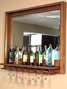Image result for Bar Mirror with Glass Rack