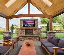 Image result for Covered Outdoor TV Area On Steep Back Yard