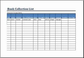 Image result for Book Collection List. Excel Template