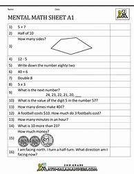 Image result for Mental Maths Year 2 Free Worksheets