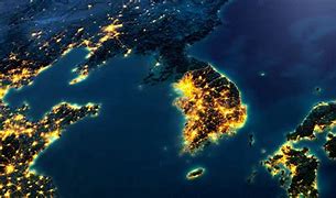 Image result for North and South Korea at Night
