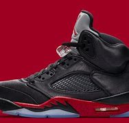 Image result for Jordan 5s Red N Black