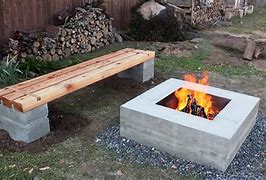 Image result for Cement Bench Top Wood Legs