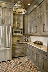 Image result for Antique Grey Kitchen Cabinets