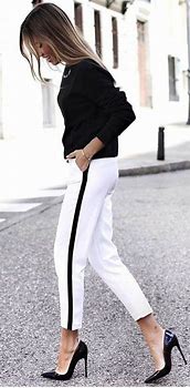 Image result for Black and White Pants Outfits for Women