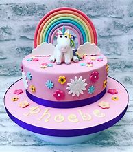 Image result for Rainbow Unicorn Birthday Cake Girl 9
