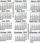 Image result for 1979 Calendar with Holidays