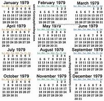 Image result for Calendar of 1979