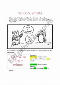 Image result for Who and Whom Worksheet