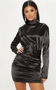 Image result for Black Shiny Long Bodycon Dress