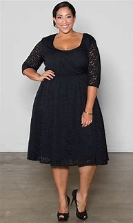 Image result for Plus Size Black Lace Up Dress