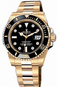 Image result for Rolex 18K Yellow Gold Submariner Date Black