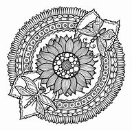 Image result for Black and White Sunflower Mandala