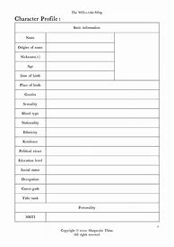 Image result for Character Profile Template for Writers