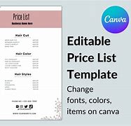 Image result for Price List Template Canva