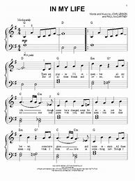 Image result for In My Life Beatles Sheet Music