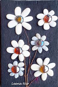 Image result for Pebble Art Flowers