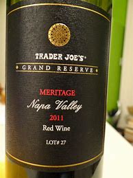 Image result for Trader Joe's Grand Reserve Meritage Lot #27 Napa Valley