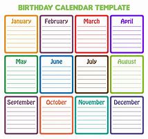 Image result for Blank Printable Birthday Calendar