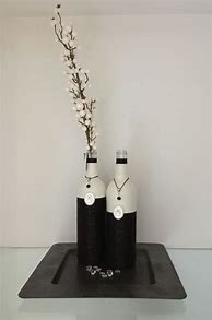 Image result for Black and White Painted Wine Bottles