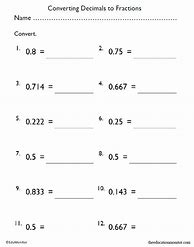 Image result for Fraction to Decimal Chart 4th Grade