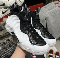 Image result for Nike Foamposite Silver and White