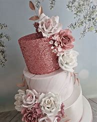 Image result for Rose Gold Wedding Cake Flowers