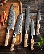 Image result for Best Kitchen Damascus Knife Set Block