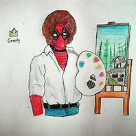 Image result for Bob Ross Deadpool Drawing