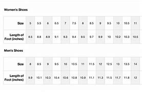 Image result for Foot Sizes in Inches