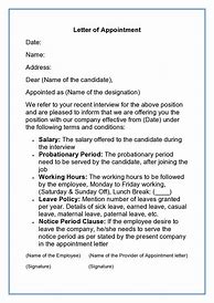 Image result for Work Appointment Letter