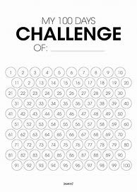 Image result for 100 Day Challenge Free Printable