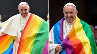 Image result for Satin Kneeling Next to Pope Francis Gay Flag