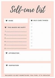 Image result for Templates Free Printable for Self-Care