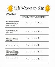 Image result for Daily Behavior Checklist Template