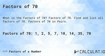 Image result for Factors of 70