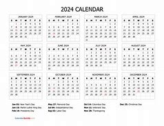 Image result for 2024 Calendar with Federal Holidays Printable