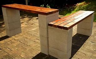 Image result for Cinder Block Table Wood Top