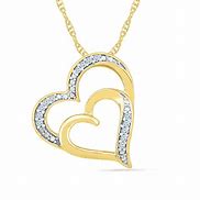 Image result for 10K Yellow Gold Diamond Heart Pendant Necklace