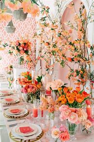 Image result for Peach and White Wedding Deco
