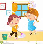 Image result for Girl Cleaning House Cartoon